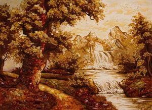 Пейзаж Пз-68 картина из янтарной крошки.